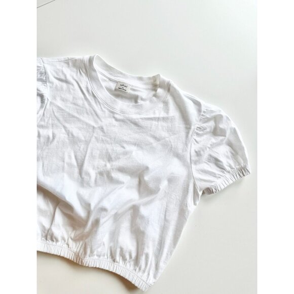 Aritzia WILFRED Piaf White Cotton Cropped Elastic Waist T-Shirt, Size XS - Picture 6 of 15